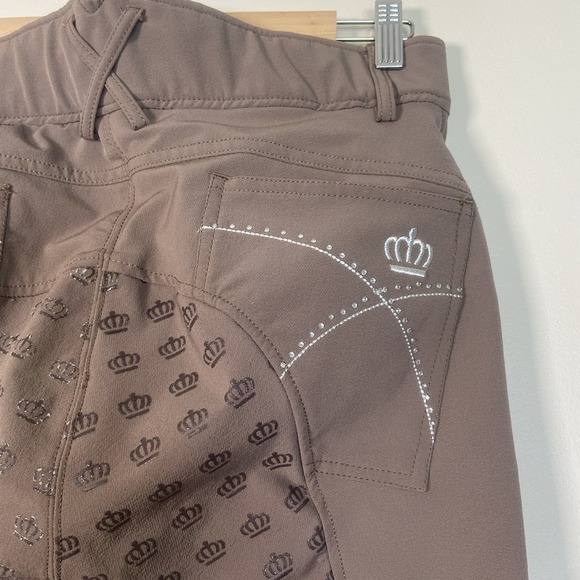 Horze Queenie Women's Silicone Full Seat Breeches Brown Black US SZ 28 Riding - Picture 4 of 11